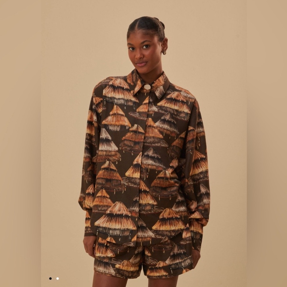 Farm Rio Shuhu Hut Shirt and Short Set
